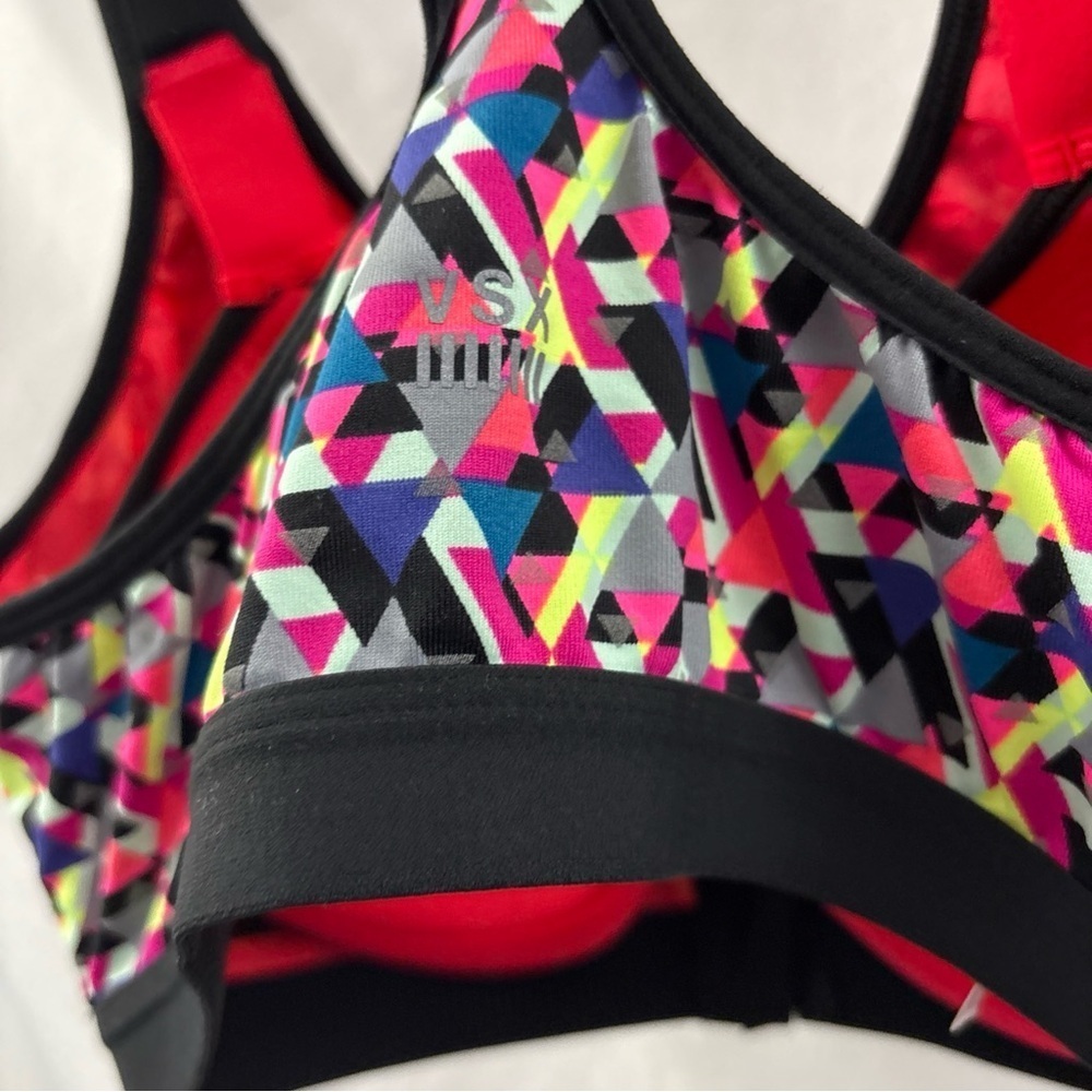 Victorias Secret Sport VSX Logo Front Close Zip Sports Bra 34C Multicolor - Picture 8 of 9